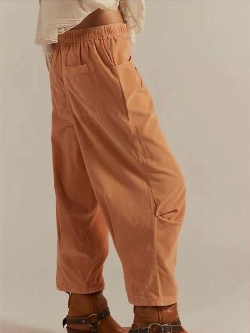 Free People Elastic-Waist Women's Pant in Peach